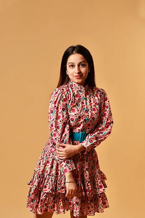 Rory Printed Dress With Blue Belt